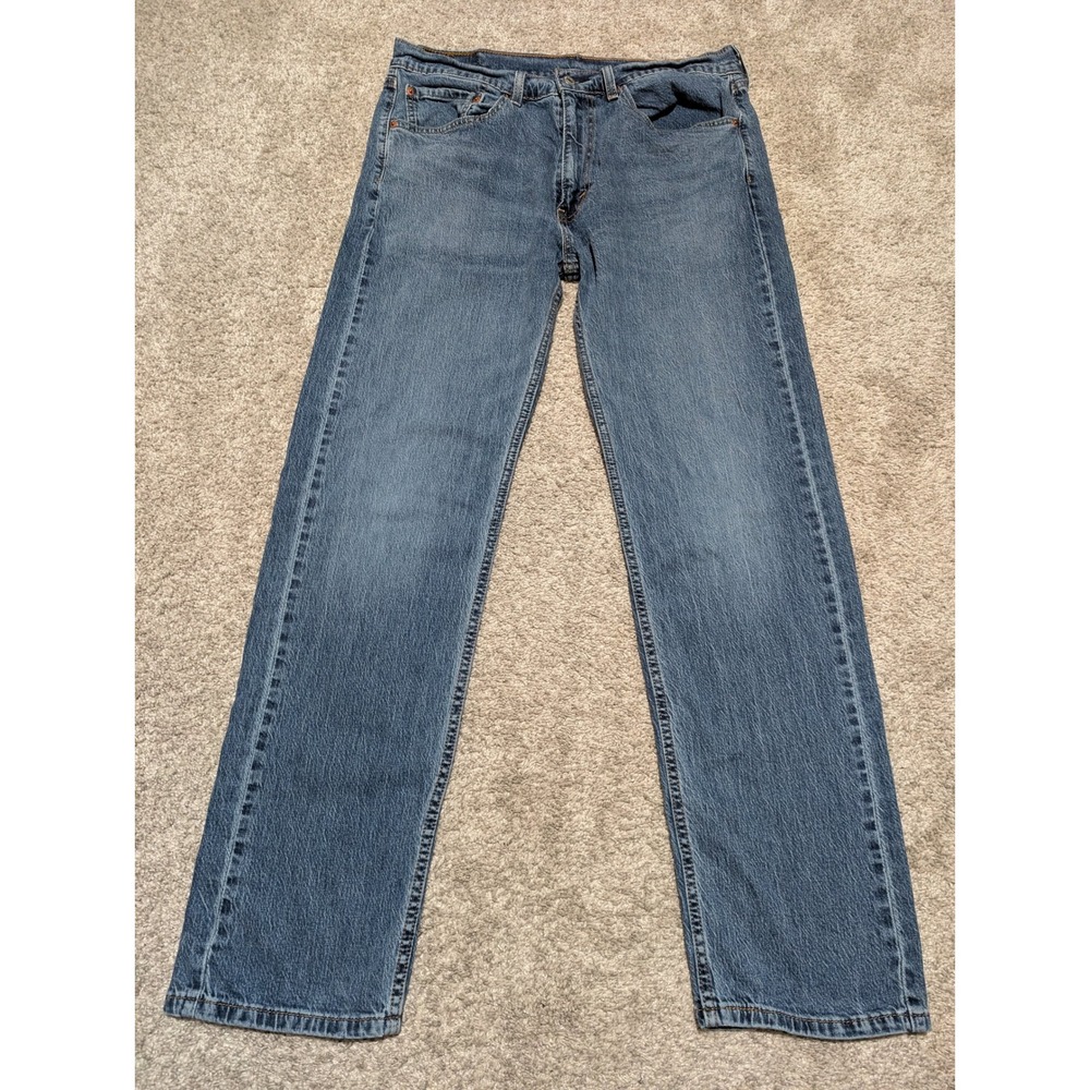 Levi's Jeans Mens 34x32 Blue 505 Regular Fit Straight Leg Medium Wash Pants